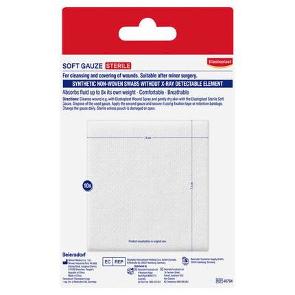 Elastoplast Soft Gauze Sterile 7.5cm x 7.5cm 10 Pack