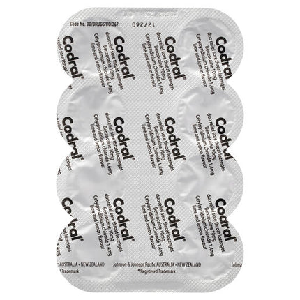 Codral Duo Relief Sore Throat Lozenges Antibacterial + Anaesthetic Lime & Lemon 16 Pack