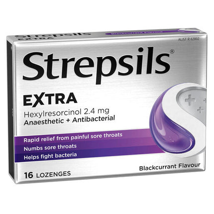 Strepsils Extra Blackcurrant with Anaesthetic 16 Lozenges
