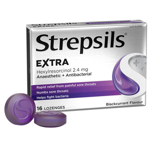 Strepsils Extra Blackcurrant with Anaesthetic 16 Lozenges