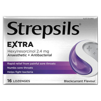 Strepsils Extra Blackcurrant with Anaesthetic 16 Lozenges