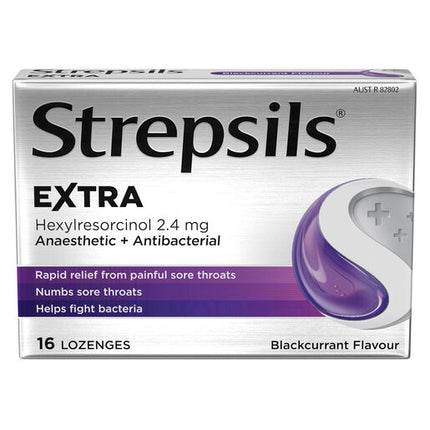 Strepsils Extra Blackcurrant with Anaesthetic 16 Lozenges