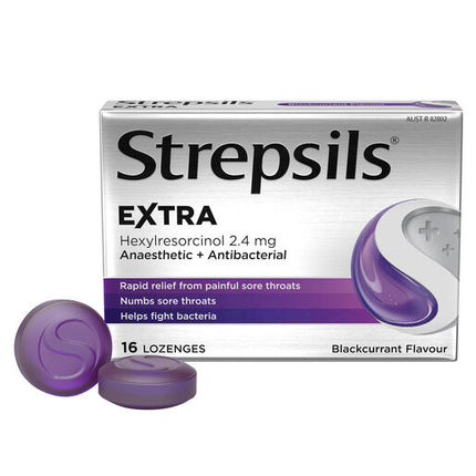 Strepsils Extra Blackcurrant with Anaesthetic 16 Lozenges