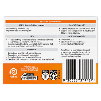 Strepsils Orange 36 Lozenges