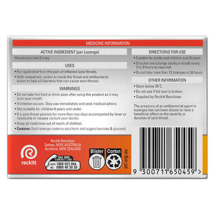 Strepsils Extra Honey & Lemon with Anaesthetic 36 Lozenges