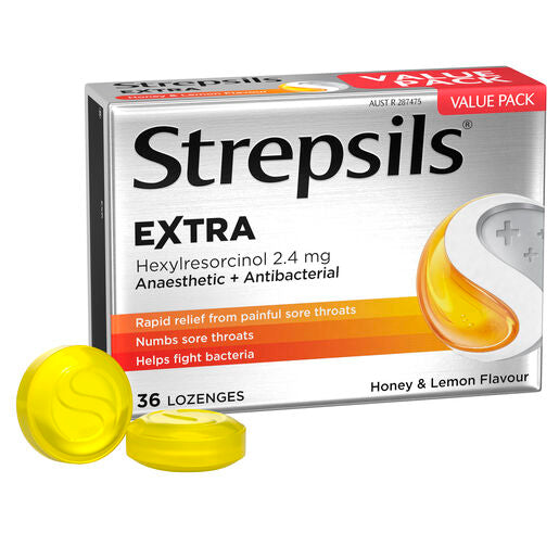 Strepsils Extra Honey & Lemon with Anaesthetic 36 Lozenges