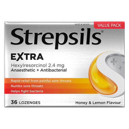 Strepsils Extra Honey & Lemon with Anaesthetic 36 Lozenges