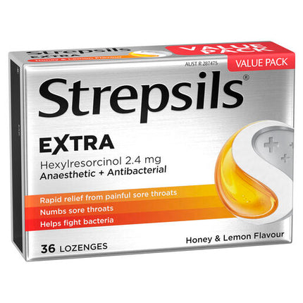 Strepsils Extra Honey & Lemon with Anaesthetic 36 Lozenges