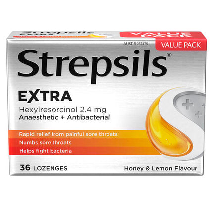 Strepsils Extra Honey & Lemon with Anaesthetic 36 Lozenges
