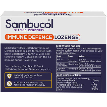 Sambucol Black Elderberry Immune Defence Lozenges 20 Pack