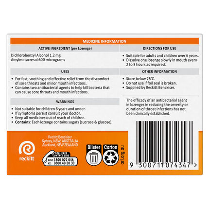 Strepsils Orange 16 Lozenges