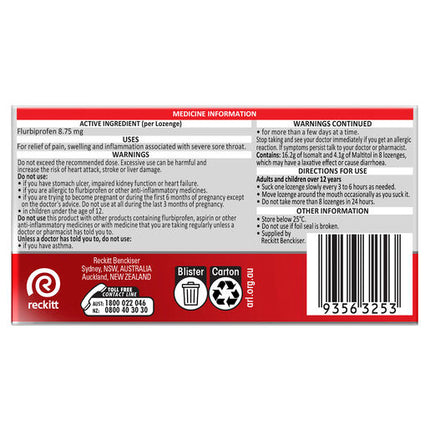 Strepfen Intensive Sugar Free Orange Lozenges 16