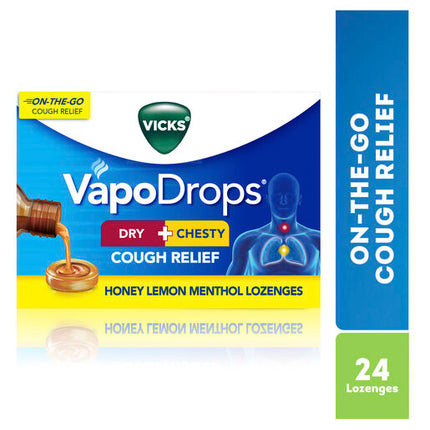 Vicks VapoDrops Dry + Chesty Cough Relief 24 Lozenges