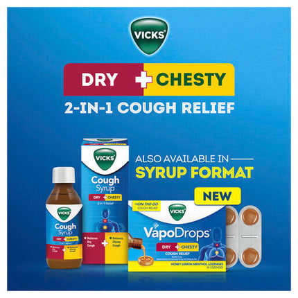 Vicks VapoDrops Dry + Chesty Cough Relief 24 Lozenges