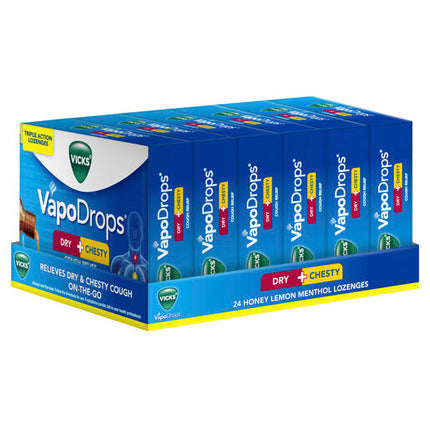 Vicks VapoDrops Dry + Chesty Cough Relief 24 Lozenges