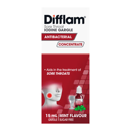 Difflam Antibacterial Sore Throat Gargle with Iodine Concentrate 15mL