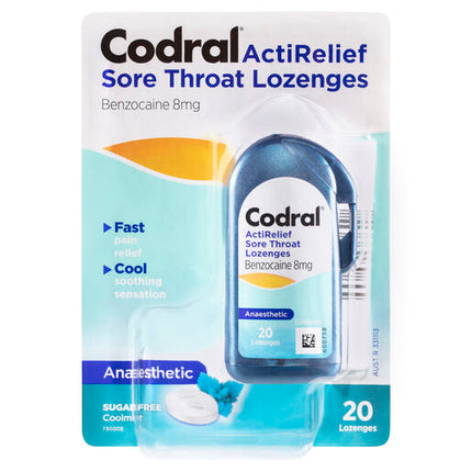 Codral ActiRelief Sore Throat Mint 20 Lozenges