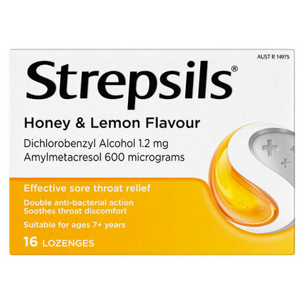 Strepsils Sore Throat Relief Honey & Lemon 16 Lozenges