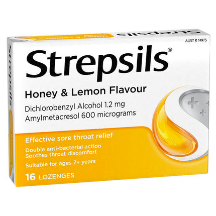 Strepsils Sore Throat Relief Honey & Lemon 16 Lozenges