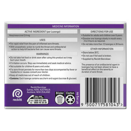 Strepsils Extra Blackcurrant with Anaesthetic 36 Lozenges