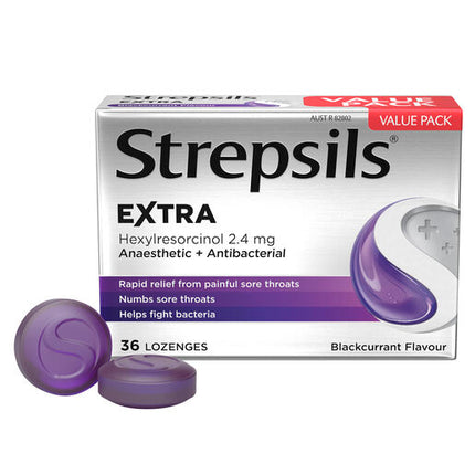 Strepsils Extra Blackcurrant with Anaesthetic 36 Lozenges