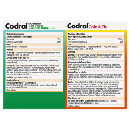 Codral Plus Cold & Flu 16s + Sore Throat Lozenges 16s