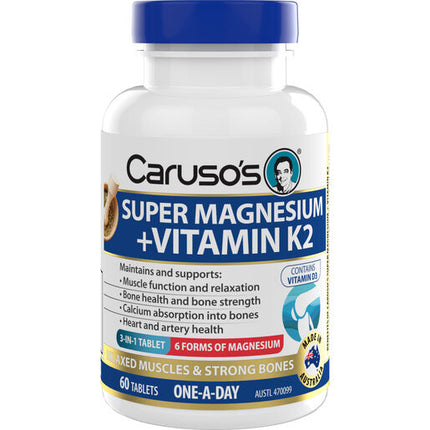 Caruso's Super Magnesium + Vitamin K2 Tabs 60 Capsules