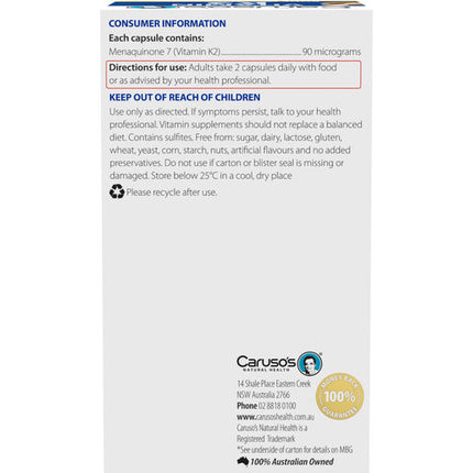 Caruso's Natural Health Vitamin K2 60 Capsules