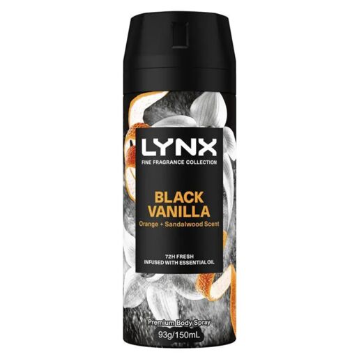 Lynx Fine Fragrance Collection Deodorant Body Spray 72HR Fresh Black Vanilla 150ml
