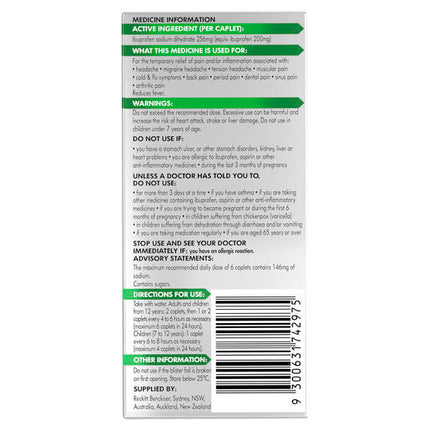 Nurofen Zavance 256mg Ibuprofen 24 Caplets