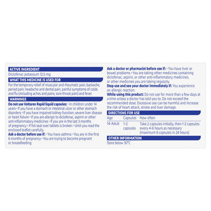 Voltaren Rapid 12.5mg 20 Liquid Capsules