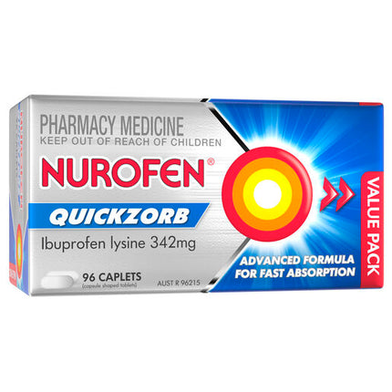 Nurofen Quickzorb Ibuprofen Lysine 342mg 96 Caplets