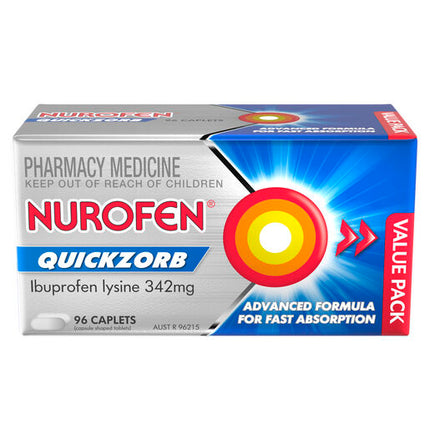 Nurofen Quickzorb Ibuprofen Lysine 342mg 96 Caplets
