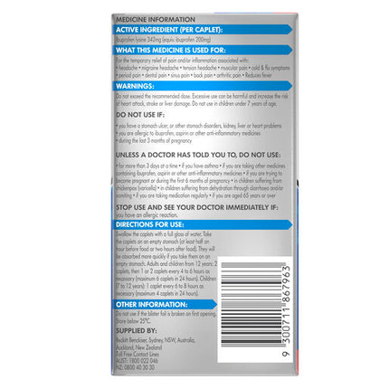 Nurofen Quickzorb Ibuprofen Lysine 342mg 48 Caplets