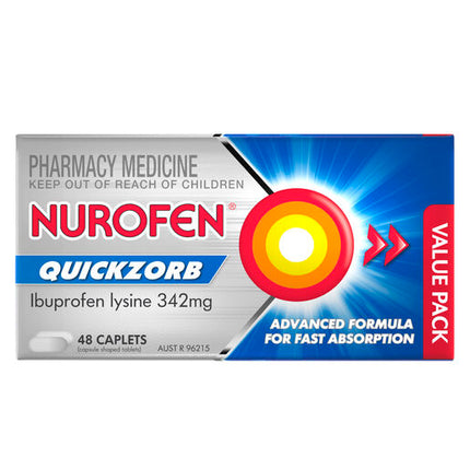 Nurofen Quickzorb Ibuprofen Lysine 342mg 48 Caplets