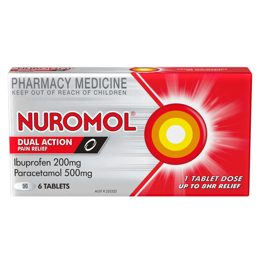 Nuromol Strong Pain Relief Tablets 6 pack Ibuprofen 200mg Paracetamol 500mg