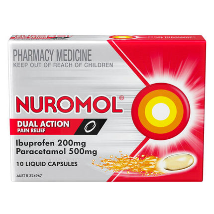 Nuromol Strong Pain Relief 200mg Ibuprofen/500mg Paracetamol 10 Capsules