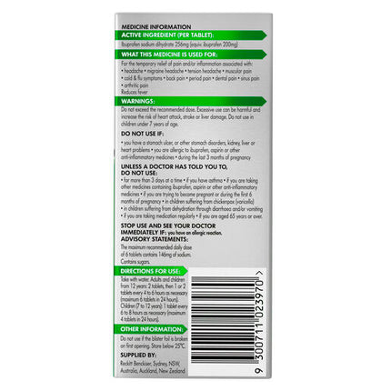 Nurofen Zavance 256mg Ibuprofen 96 Tablets