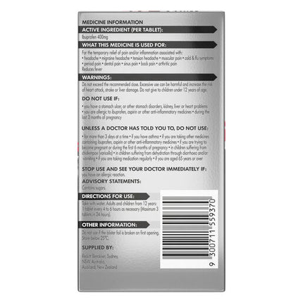 Nurofen Double Strength 400mg Ibuprofen 12 Tablets