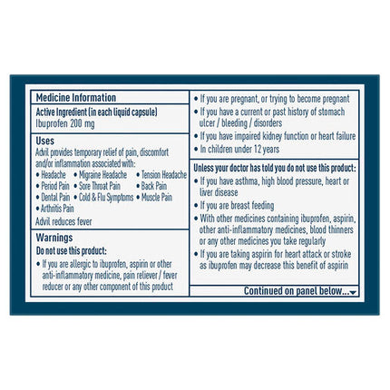 Advil Minis Liquid Capsules 20 Capsules