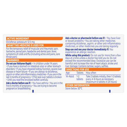 Voltaren Rapid 12.5mg 20 Tablets