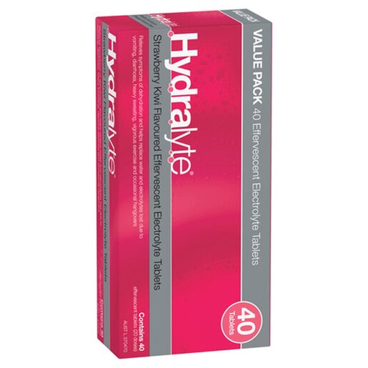 Hydralyte Effervescent Electrolyte Tablets Strawberry Kiwi Flavoured 40 Tablets