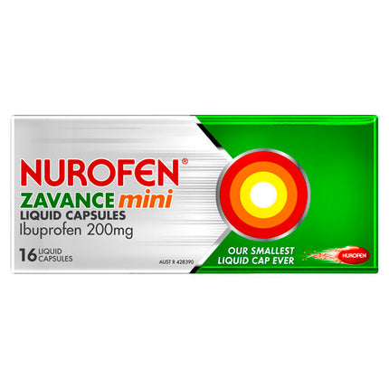 Nurofen Zavance Mini Liquid Capsules Ibuprofen 200mg Pain Relief 16
