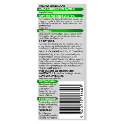 Nurofen Zavance Mini Liquid Capsules Ibuprofen 200mg Pain Relief 16