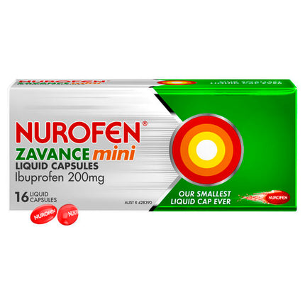 Nurofen Zavance Mini Liquid Capsules Ibuprofen 200mg Pain Relief 16