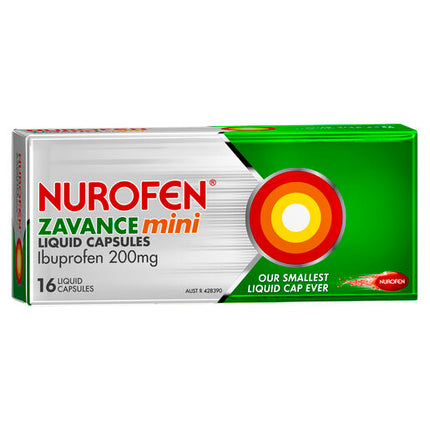 Nurofen Zavance Mini Liquid Capsules Ibuprofen 200mg Pain Relief 16