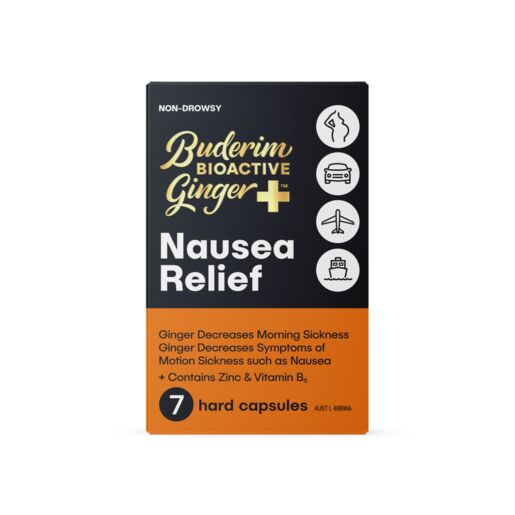 Buderim Ginger BioActive+ Nausea Relief Capsules 7 Pack