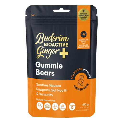 Buderim Ginger BioActive+ Gummie Bears 150g