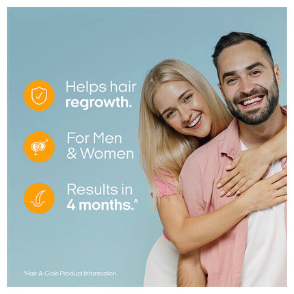 Hair A-Gain Hair Regrowth Treatment Extra Strength for Men & Women 60ml x 5 Months