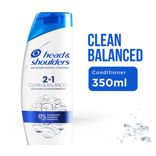 Head & Shoulders Clean & Balanced 2in1 Anti Dandruff Shampoo and Conditioner For Clean Scalp 350 ml